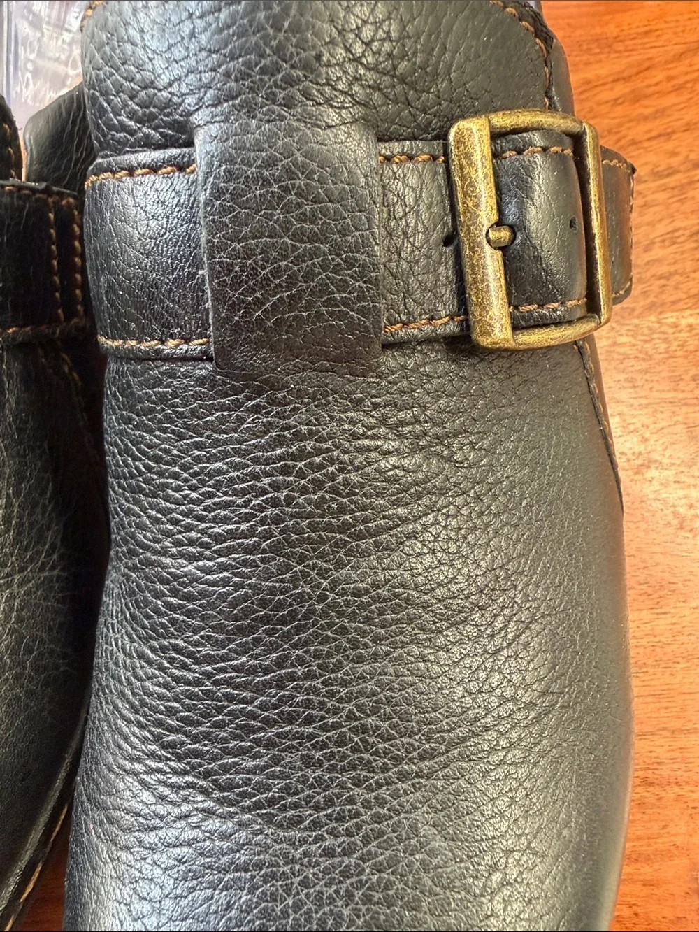 Boc Born  Black Leather Buckle Clog